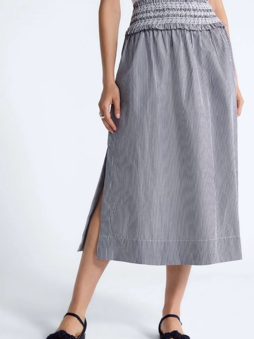 Free Assembly| Novel Smocked Waist Striped Skirt Size Large